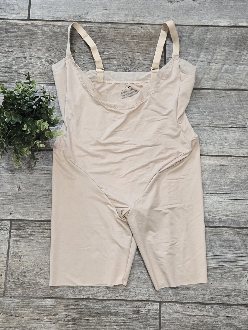 Maidenform Nude Open-Bust Mid-Thigh Shapewear Bodysuit, Size 2XL